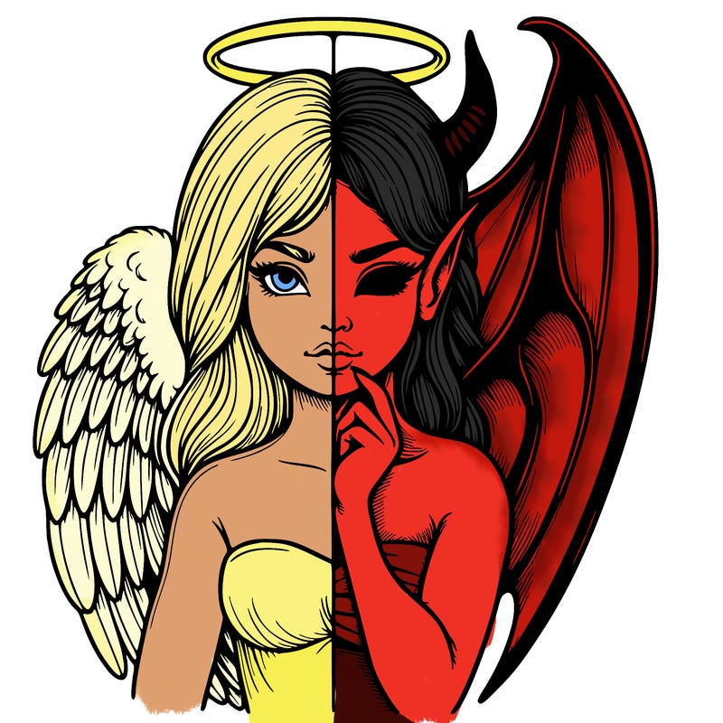 realistic angel half demon