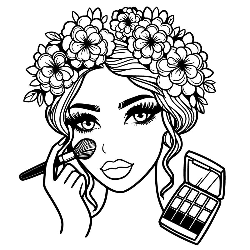 makeup model with flowers in her hair