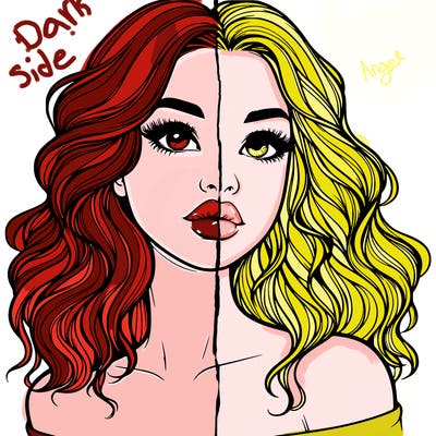 realistic girl with wavy hair and lips