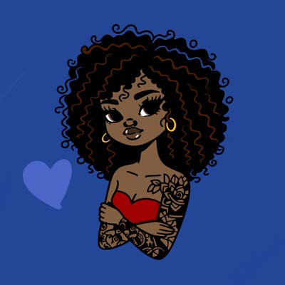 tattoo black girl with curly hair