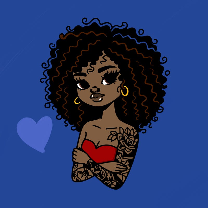 tattoo black girl with curly hair