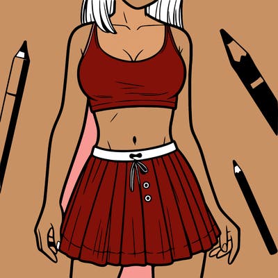 a woman wearing croptop and skirt