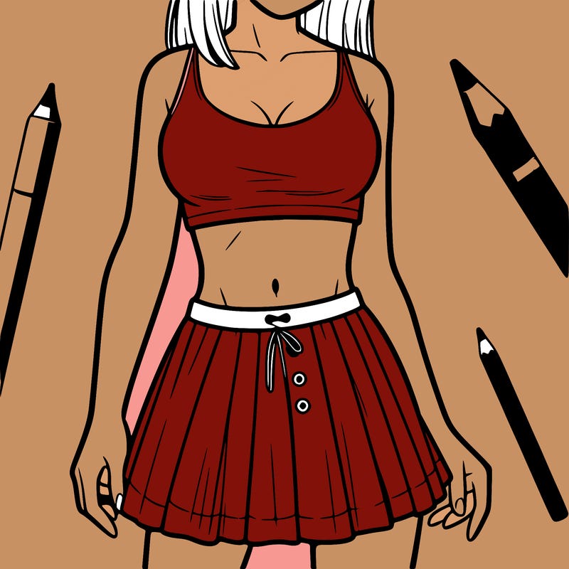 a woman wearing croptop and skirt