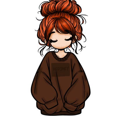 girl with baggy sweatshirt and messy bun