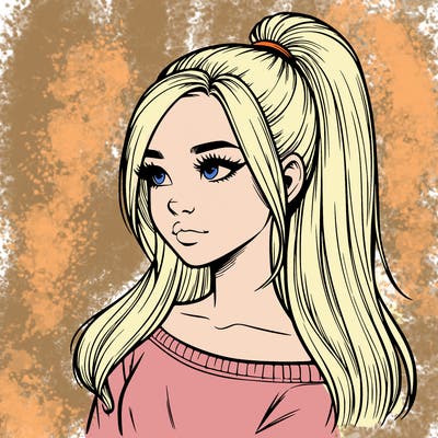 realistic girl with a high ponytail