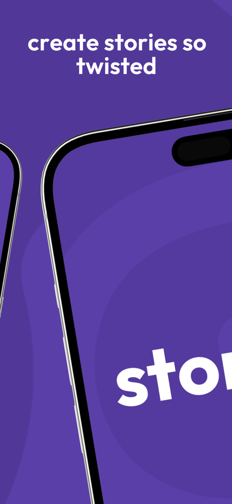 Storiado: twisted party game - Storiado party game teaser showing a smartphone with the text create stories so twisted