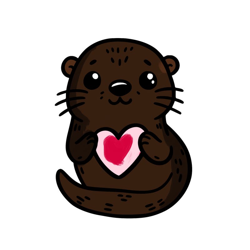 otter with a heart