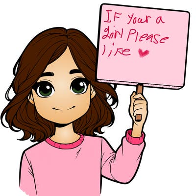 realistic girl holding up a sign