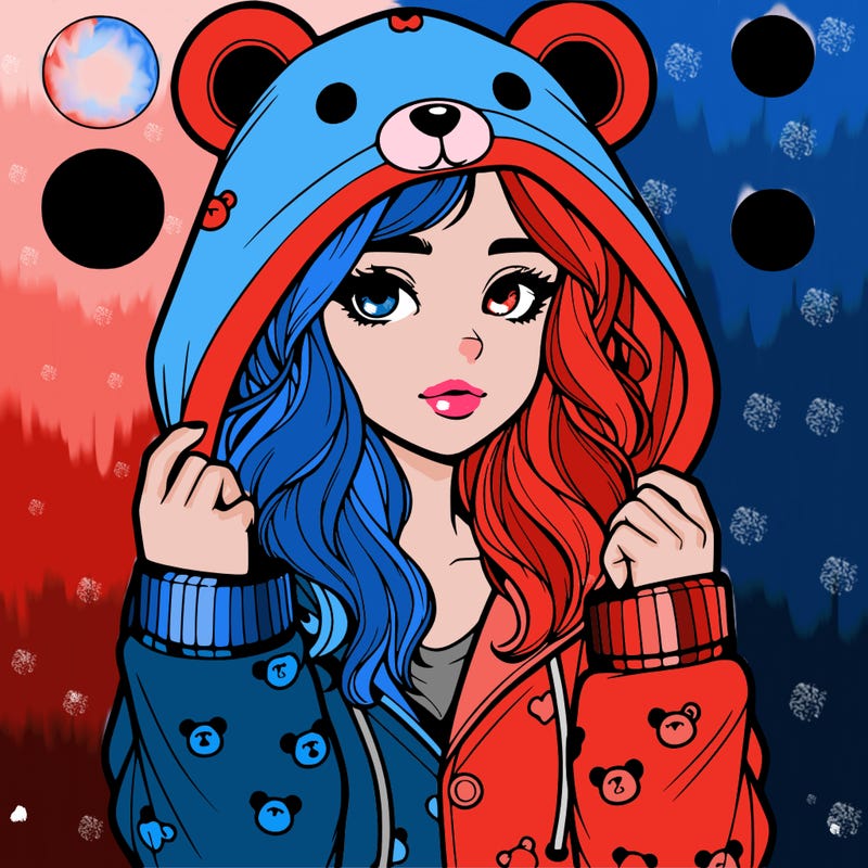 realistic girl in a animal pjs hoodie