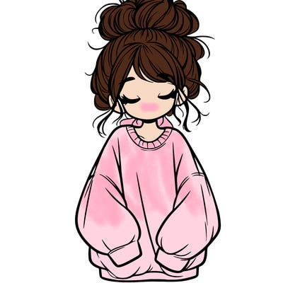 girl with baggy sweatshirt and messy bun