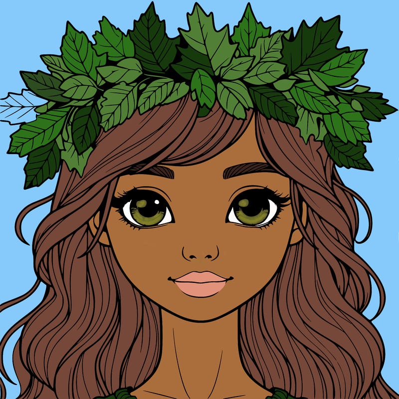 realistic girl with fall leaf crown