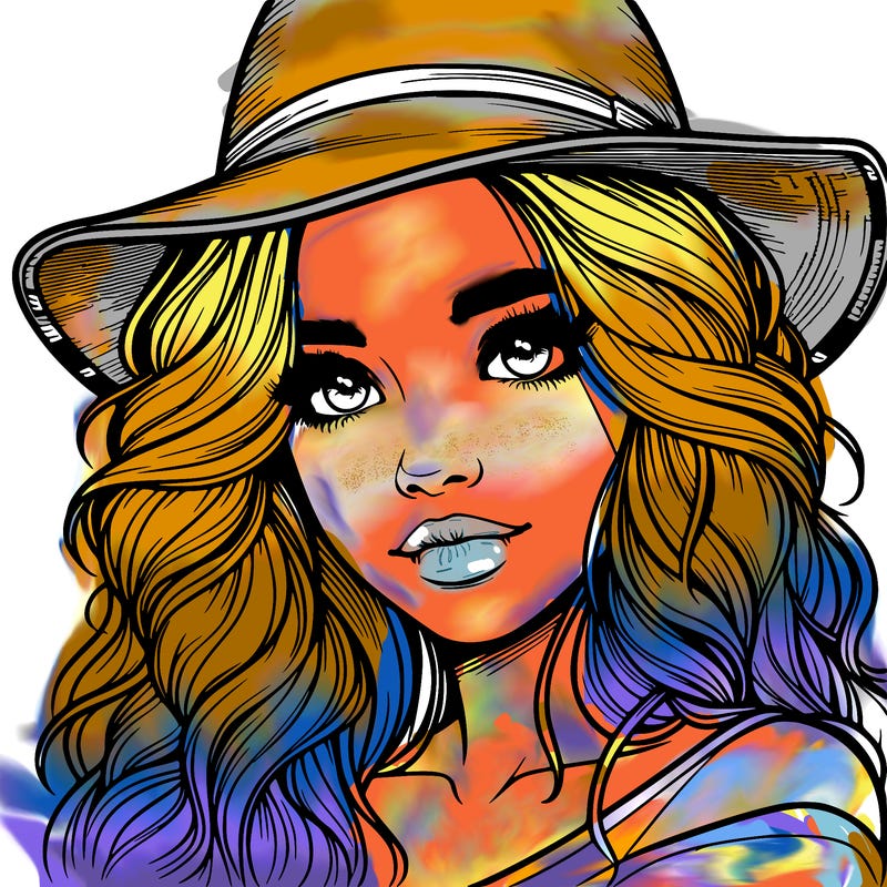 realistic girl with hat