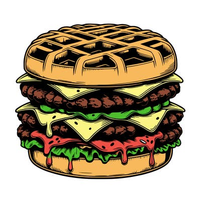 realistic waffle burger