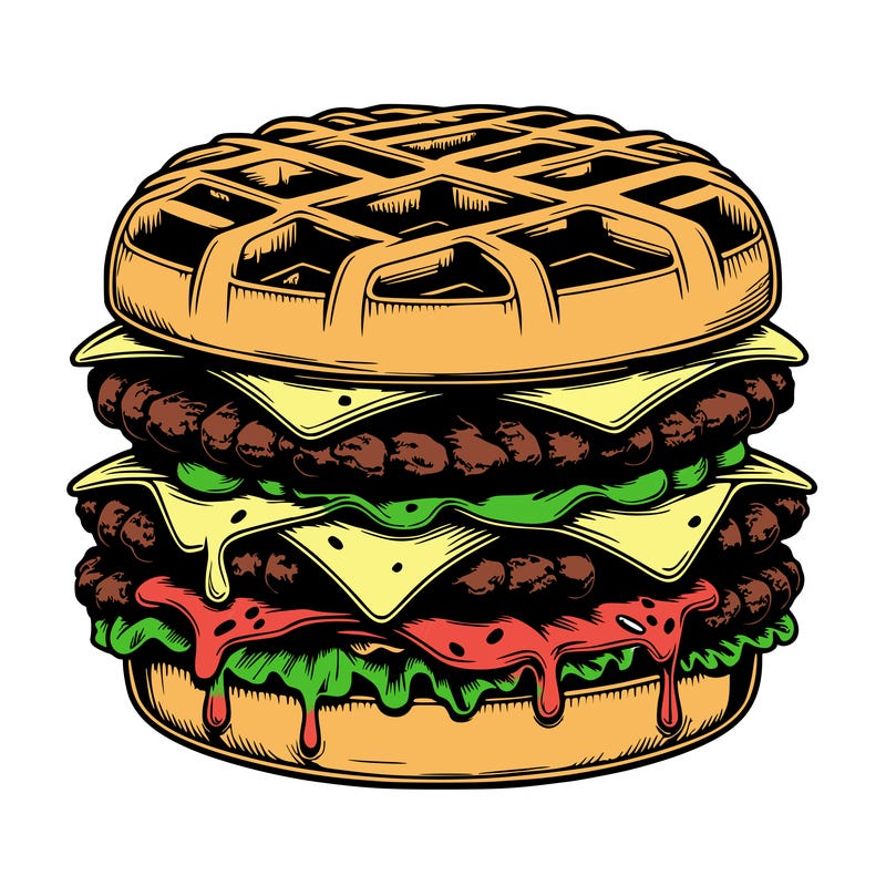 realistic waffle burger
