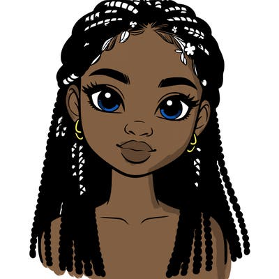 a realistic black girl with braids