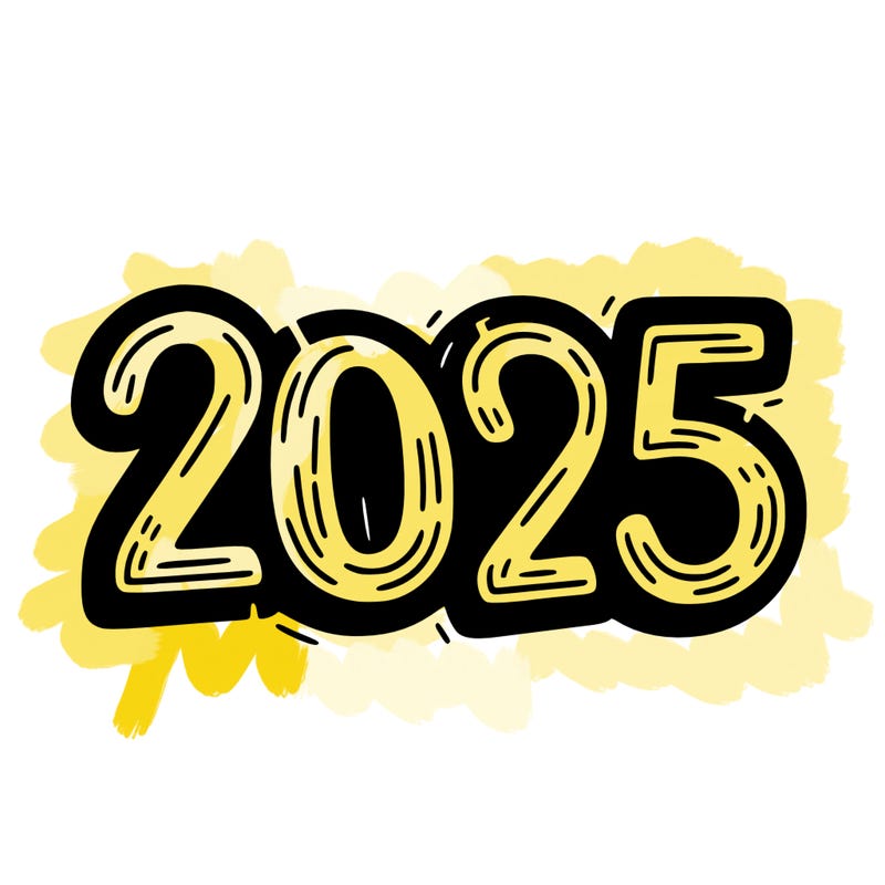 one line scrawled numbers sketch design “2025”