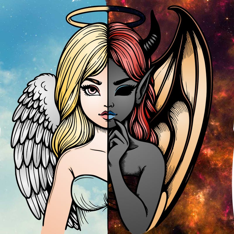 realistic angel half demon