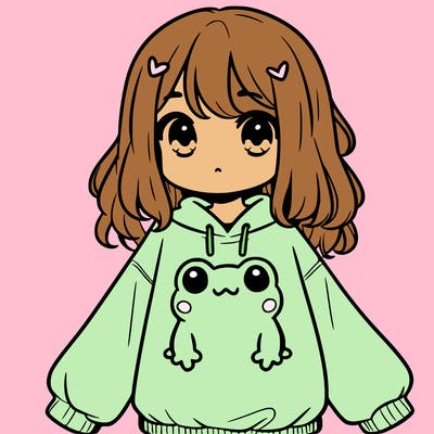 girl wearing frogging sweatshirt