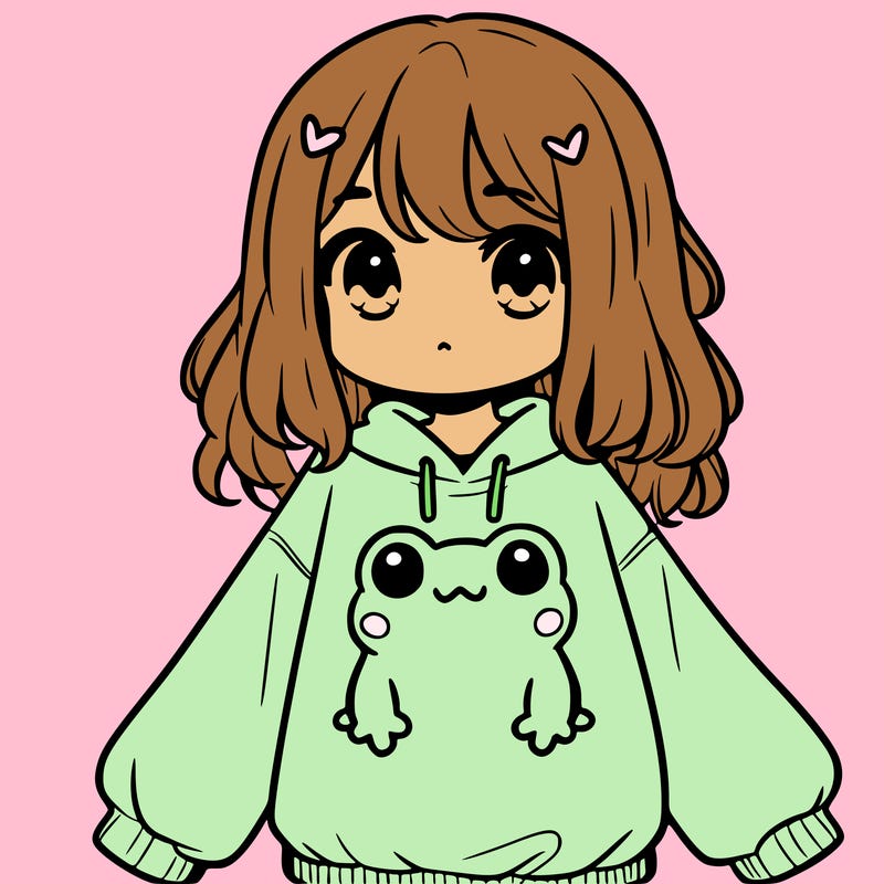 girl wearing frogging sweatshirt