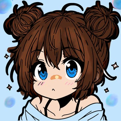 a manga girl with messy small buns