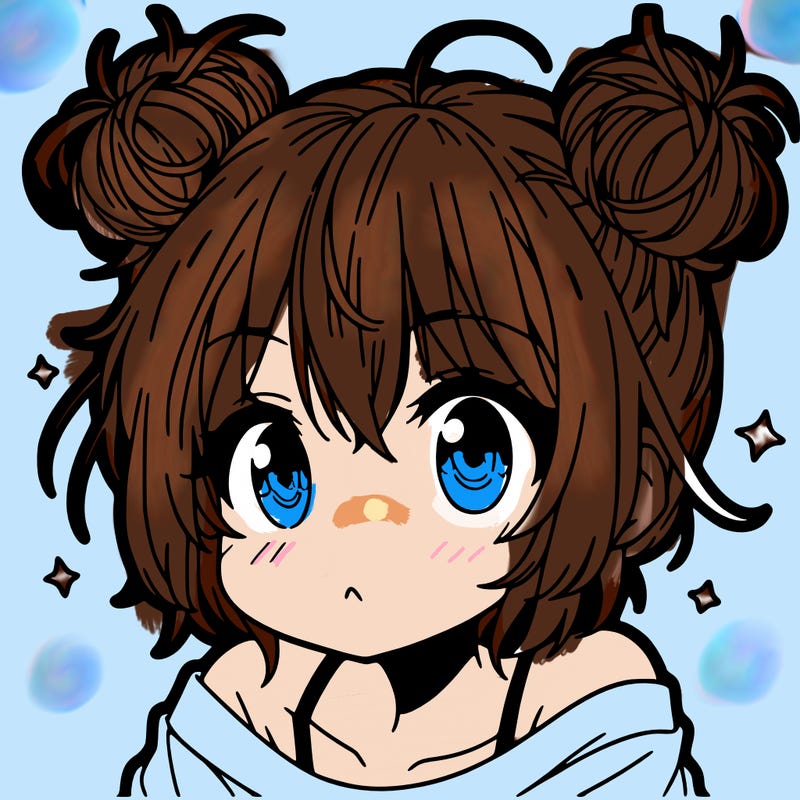 a manga girl with messy small buns