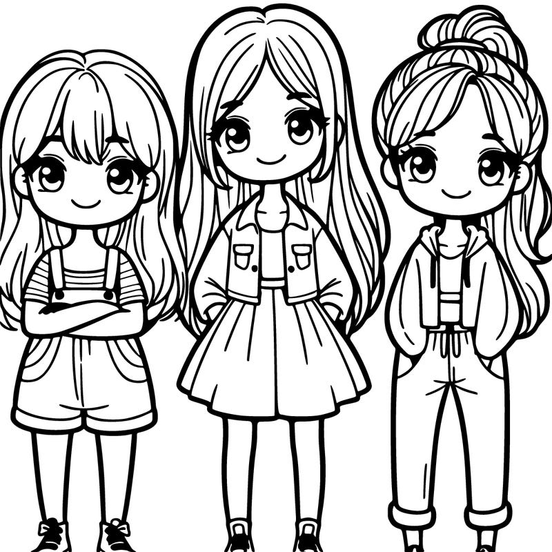 3 girls, 1 tall, 2 short