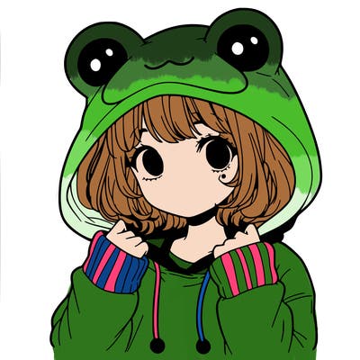 a cute teenage girl wearing a frog hoodie