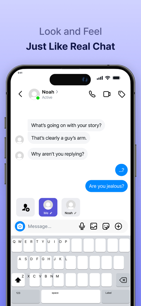 TalkStory: Chat Story Maker - A realistic fake chat conversation on a mobile phone interface showing messages between two people.