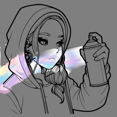 a realistic girl, spray painting