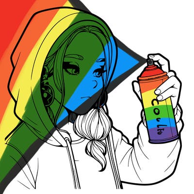 a realistic girl, spray painting