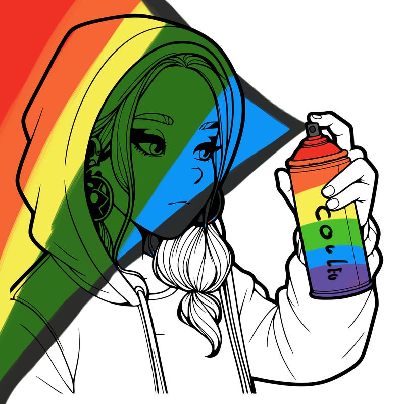 a realistic girl, spray painting