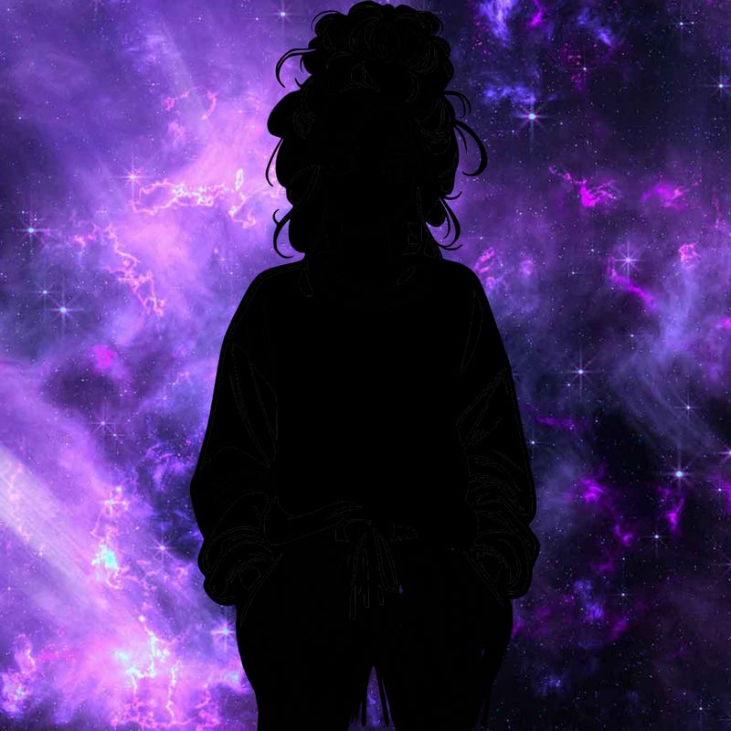 realistic girl in a messy bun with sweatpants and sweatshirt