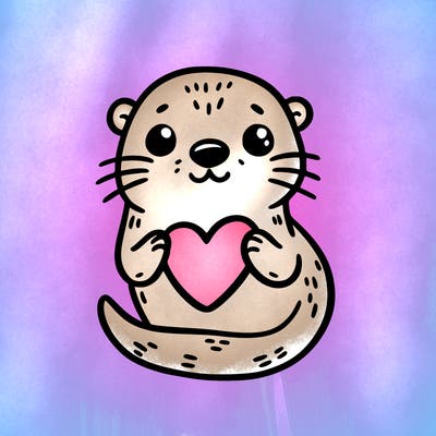 otter with a heart