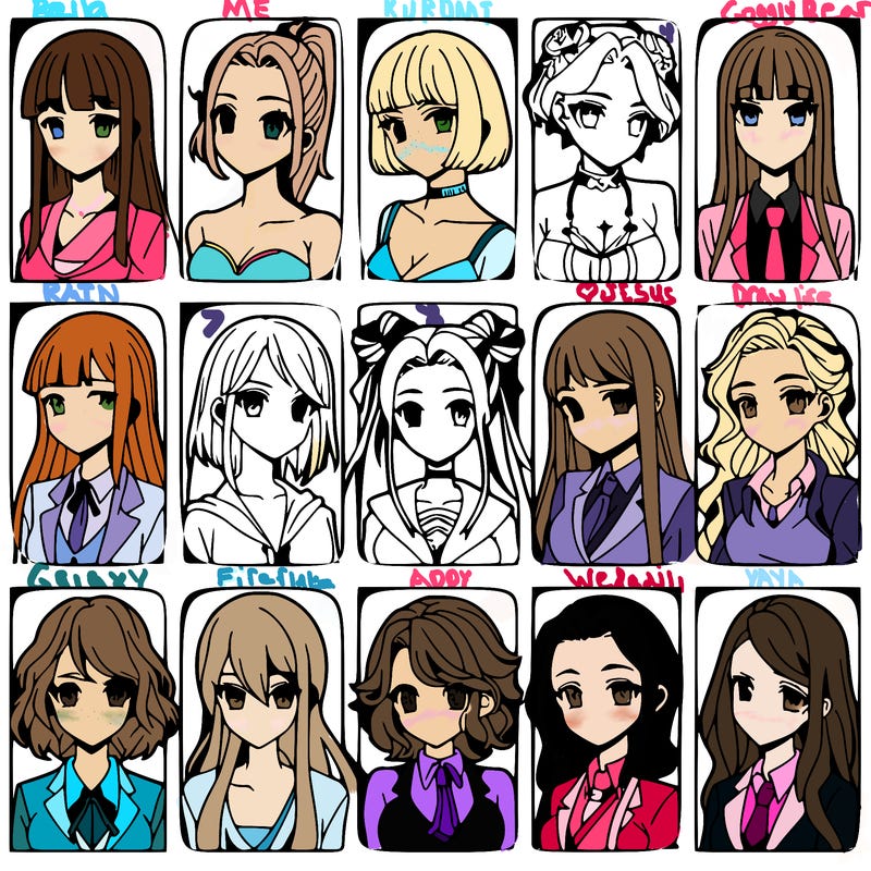 girls that look diffrent anime