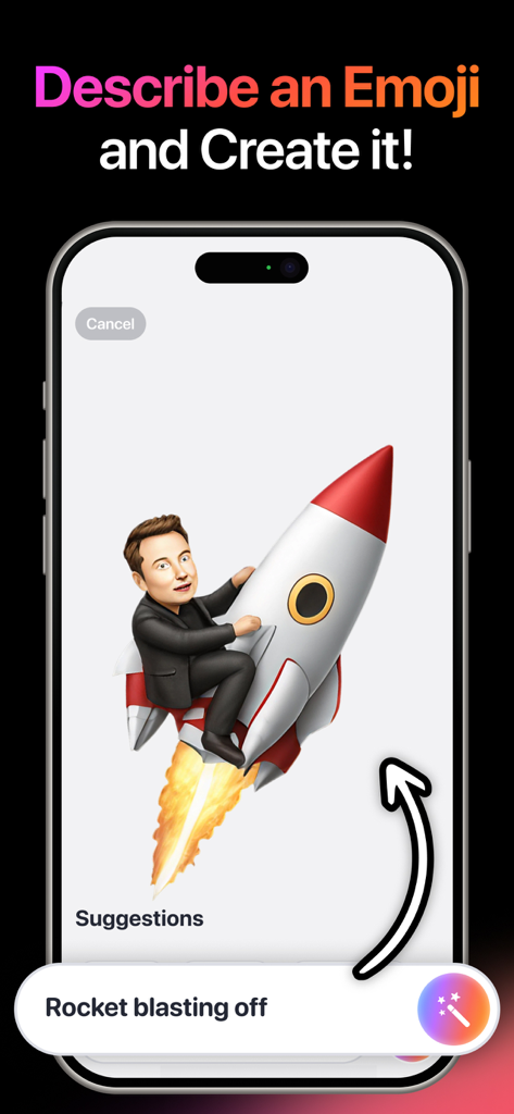 Pantalla de la aplicación Playground que muestra la creación de emojis IA a partir de un prompt de texto.