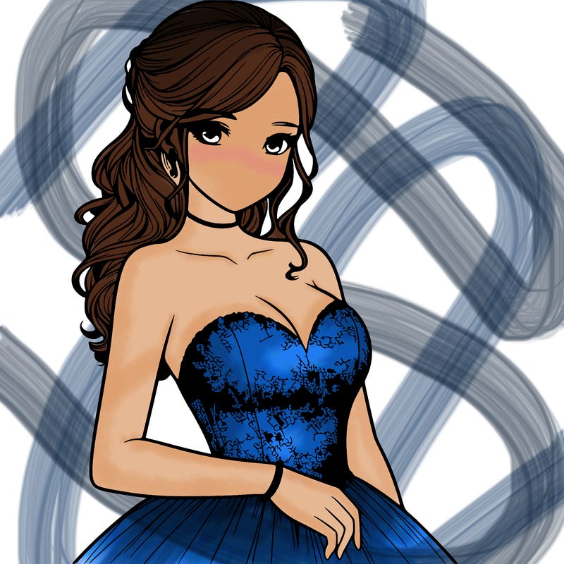 realistic girl in prom dress