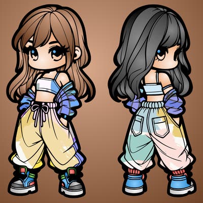 girl in crop top and baggy pants