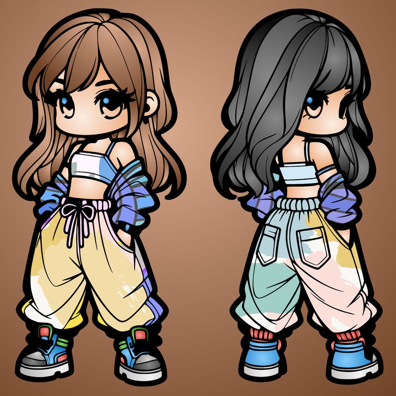 girl in crop top and baggy pants