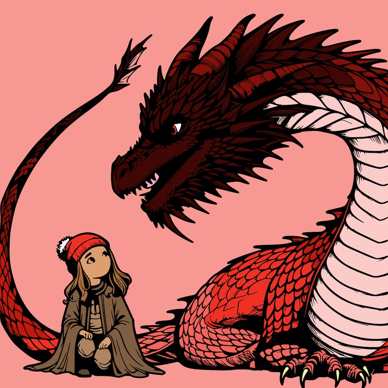 realistic dragon with a girl