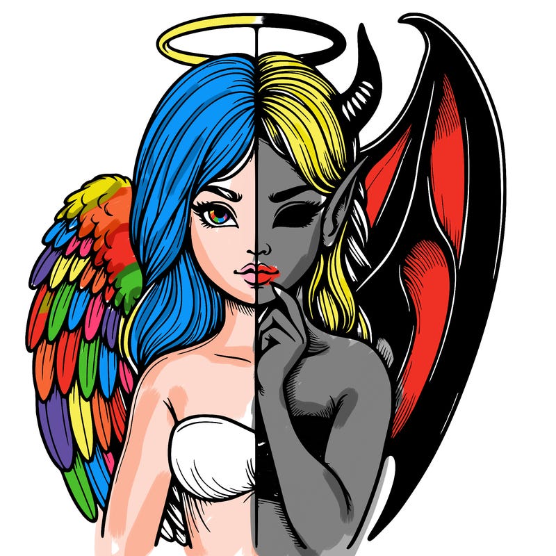 realistic angel half demon