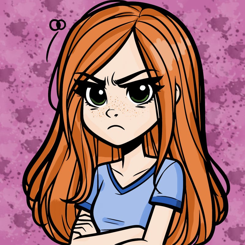 teenage girl grumpy