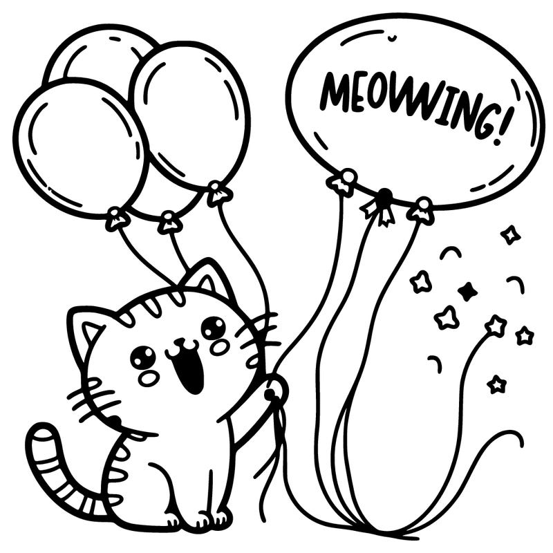 cat balloons meowing