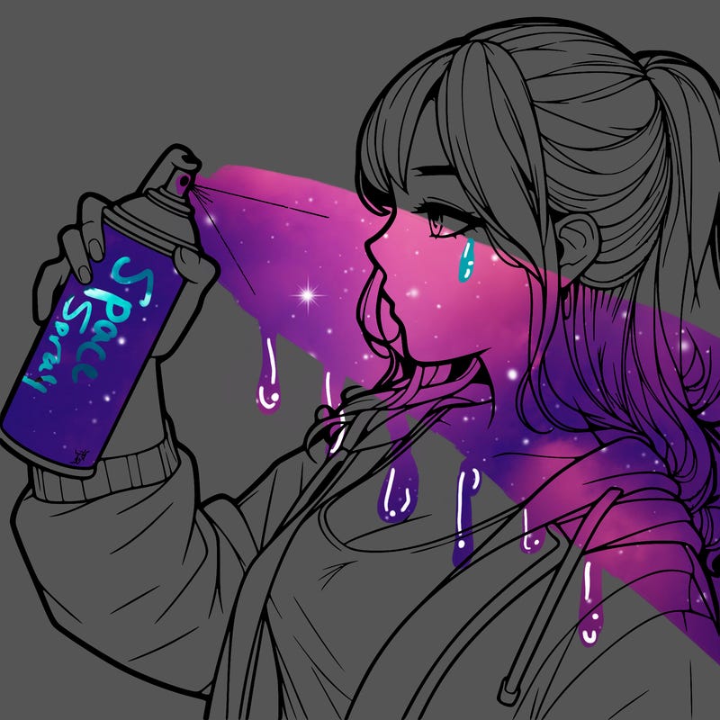 a realistic girl spray, painting
