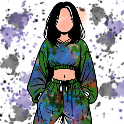 realistic girl faceless with baggy pants and a crop top