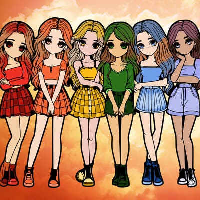 a group of girls realistic