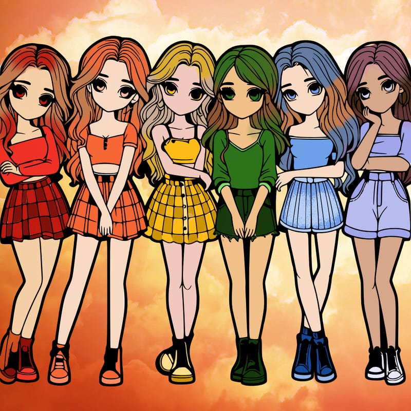 a group of girls realistic