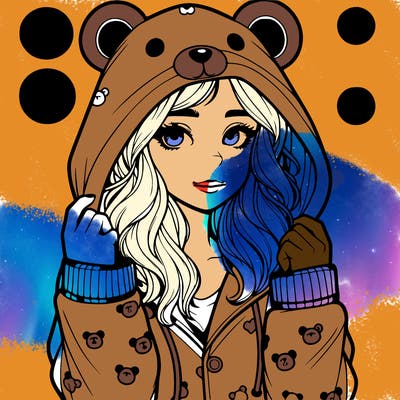 realistic girl in a animal pjs hoodie