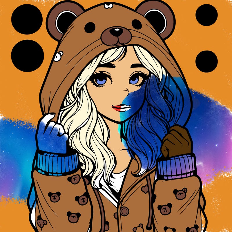 realistic girl in a animal pjs hoodie