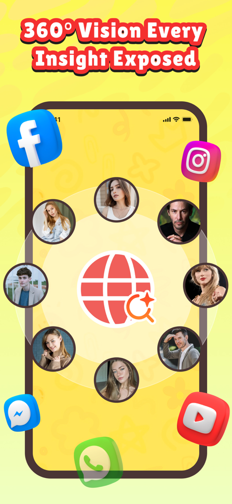 DeepCheck: AI People Finder - Schermata dell'app DeepCheck che mostra una visione a 360 gradi dei profili social e delle informazioni di ricerca persone.