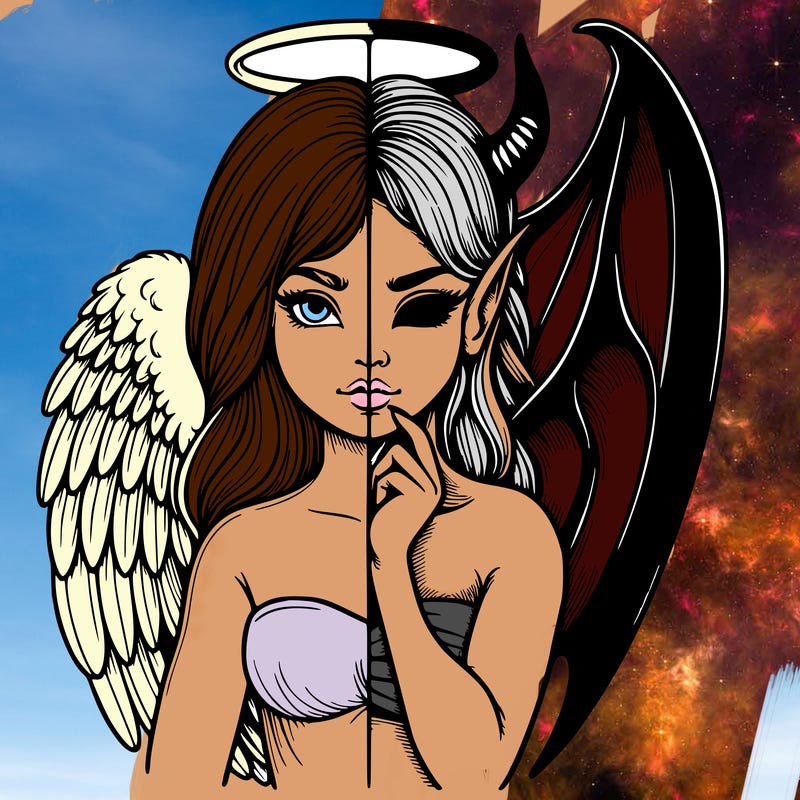 realistic angel half demon